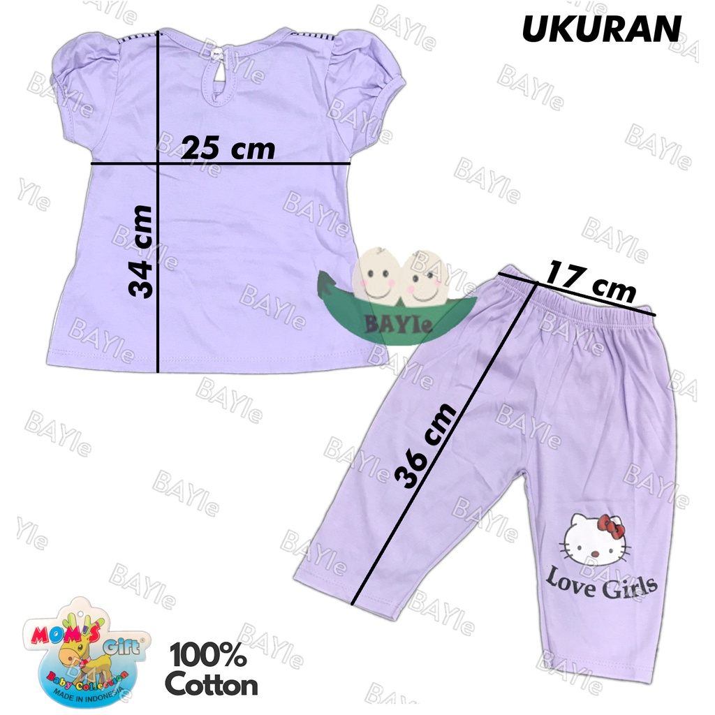 BAYIe - Setelan Baju Bayi/Anak Perempuan + Celana Panjang motif KITTY  MOM'S GIFT SNI usia 0 - 12 bulan / Pakaian anak Cewek