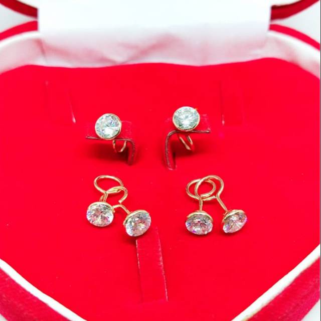 Giwang toge remaja&dewasa warna rose gold perak 925 /Giwang toge tusuk wanita silver lapisan  Emas