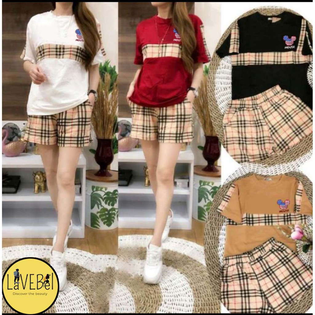 LVB Setelan Kasual Wanita/Celana Pendek/Baju Kaos Wanita/BERRY HOT PANTS Uk.L-XL-XXL-3XL BERRY M