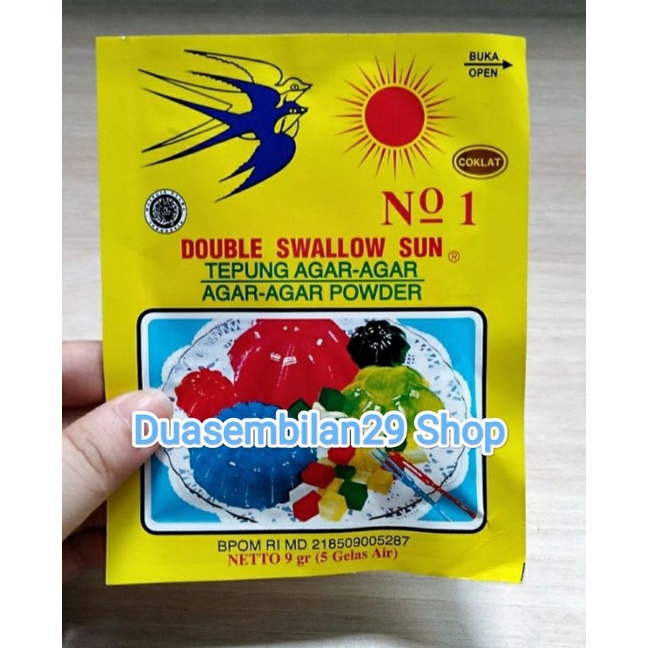 tepung agar agar powder swallow globe &amp; double swallow sun 7 gram