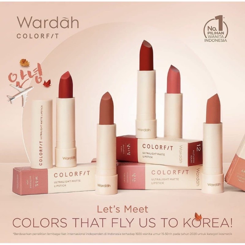 New Shade 1-13] WARDAH Colorfit Ultralight Matte Lipstick 3.6gr / Korea Edition