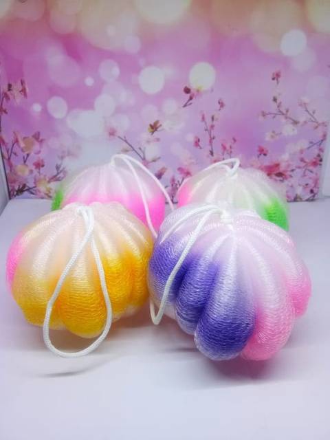 Bath sponge spons mandi labu scrub mandi sabun cair bentuk labu warna pelangi