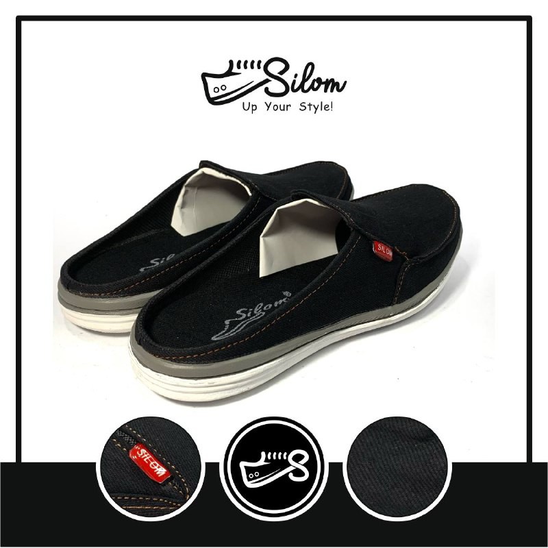 Silom sepatu sandal slop dengan bahan levis sepatu pria size 39-43!!!