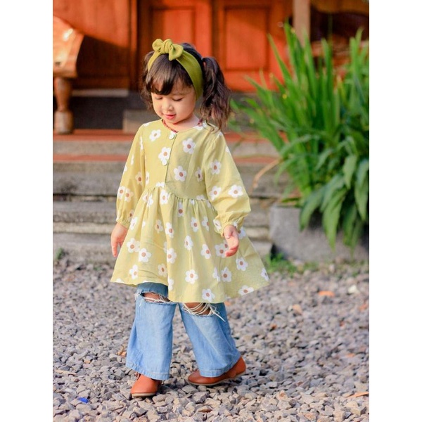 Tunik flower rayon viscose / kaos tunik rayon bunga untuk anak usia 2-6 tahun / blouse tunic tunik sinta naila maudy