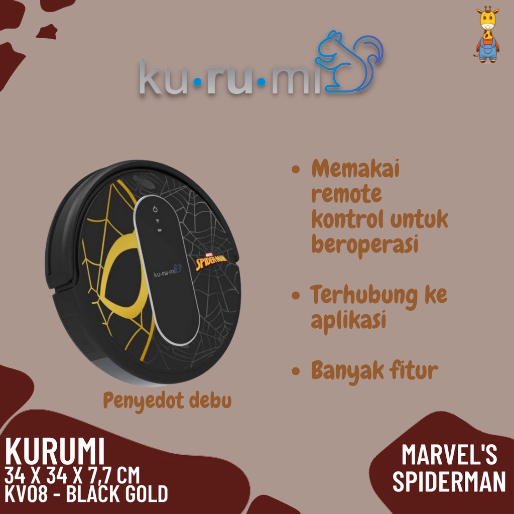 Marvel's Spiderman Kurumi KV08 Robot Vacuum Cleaner - Penyedot Debu