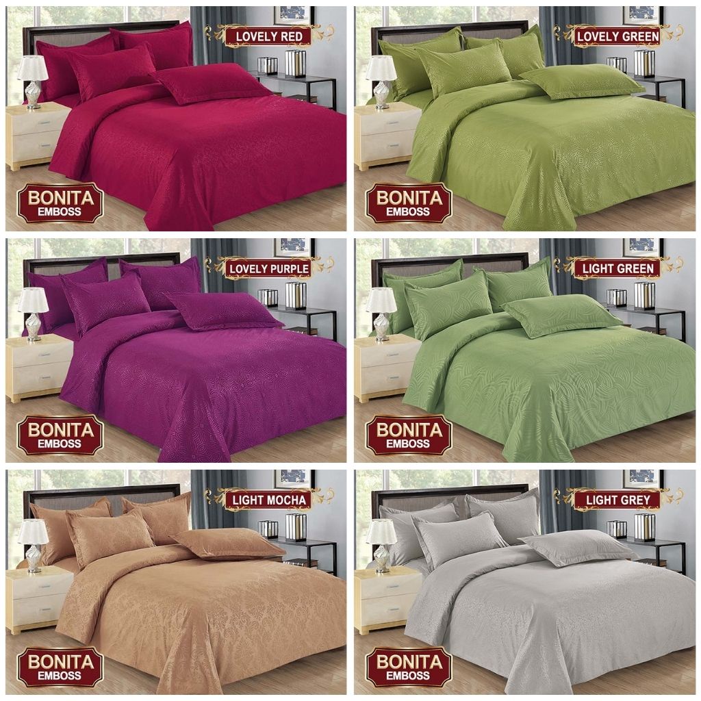RC Bedcover Bonita Set Polos Emboss King Size 180x200 cm Bedcover Flat