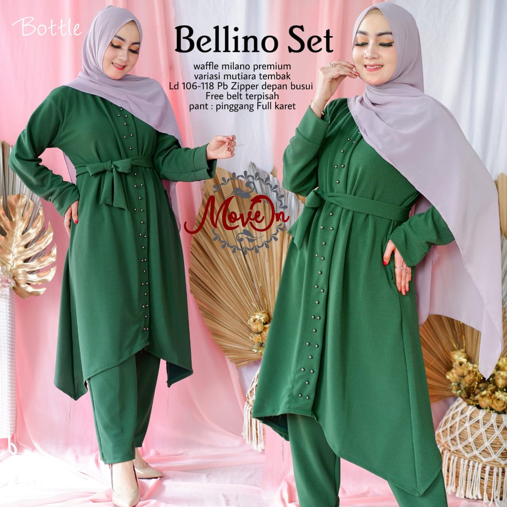 Baju Gamis Murah Bagus Gamis Terbaru 2021 Modern Setelan Baju dan Celana Jumbo Bellino Set
