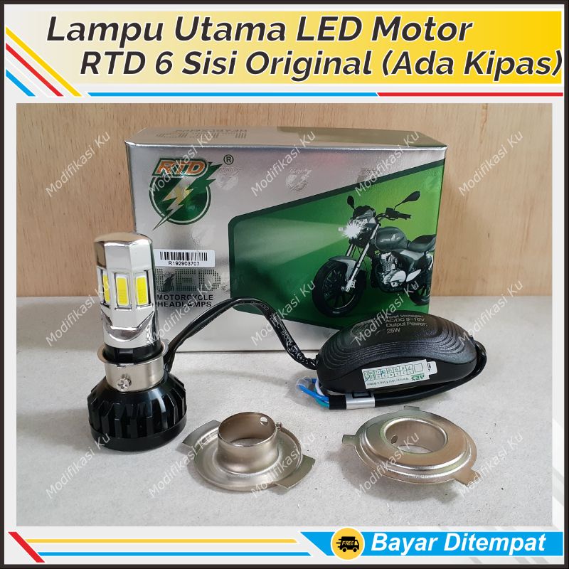 RTD RAYTON 6 SISI M02E UTAMA MOTOR SUPER TERANG 35W GARANSI AC DC LED H6 H4 VARIO BEAT VIXION NINJA 