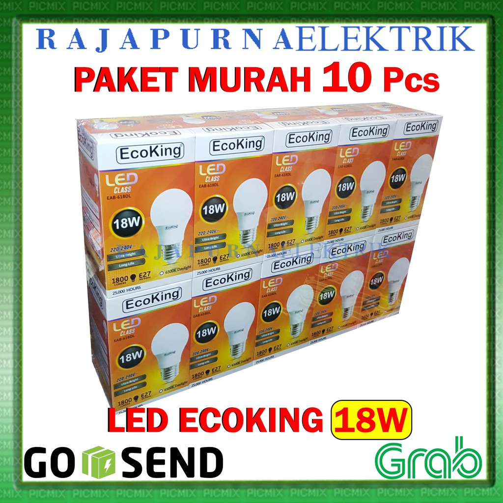 LAMPU LED 18W - 18 watt ECOKING SUPER TERANG - TAHAN LAMA (PAKET 10Pcs)