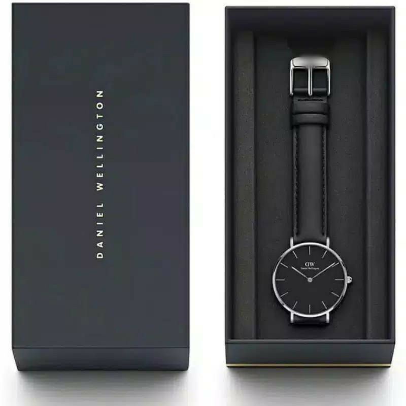 JAM TANGAN PRIA WD KULIT PREMIUM KUALITI FREE BOX DAN PAPERBAGS DIAMETER 4.2CM||JAMTANGAN FASHION PRIA-HITAMSILVERHITAM