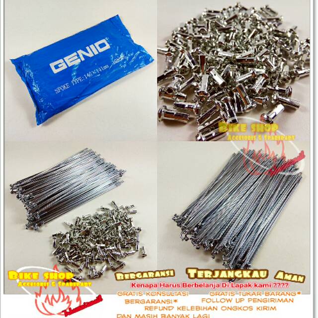 Jari Jari Sepeda Anak Ukuran Velg 16 Silver 40pcs