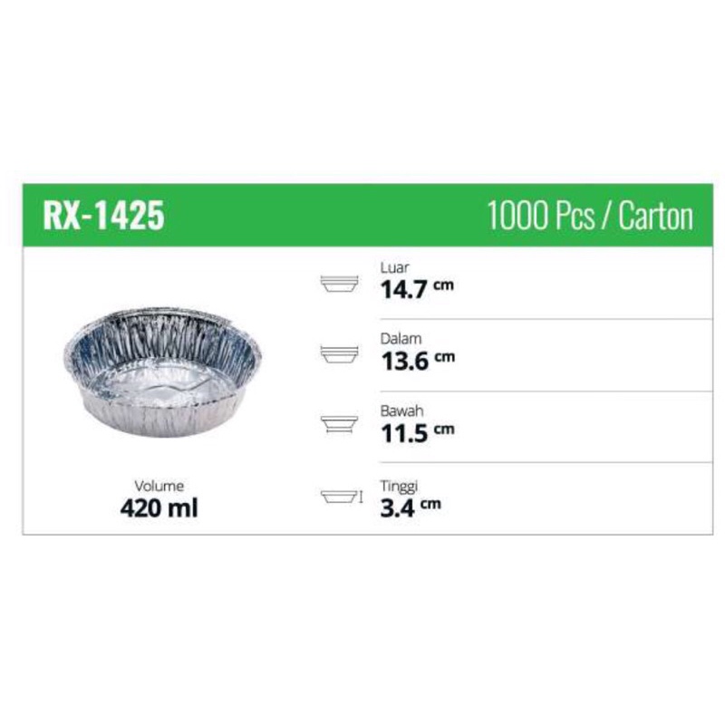 RX 1425 Aluminium Foil Tray Aluminium Round Plate Bowl