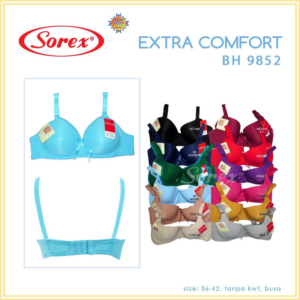 Sorex Bra BH 9852 Extra Comfort Busa Tanpa Kawat Kait 2 Cup Besar