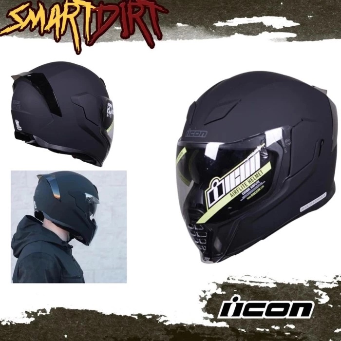 HELM MOTOR ICON AIRFLITE BLACK MATT FULL FACE ICON AIRFLITE ORIGINAL