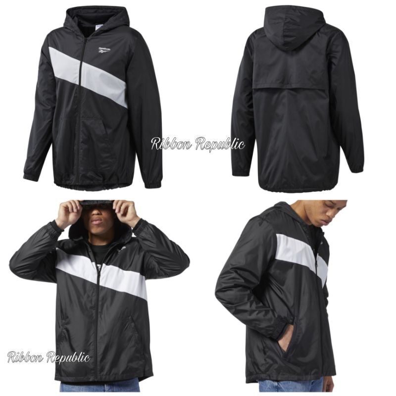Reebok Classic Man Windbreaker Track Sport Jacket Jaket Olahraga Pria Running Fitness Lari Sepeda