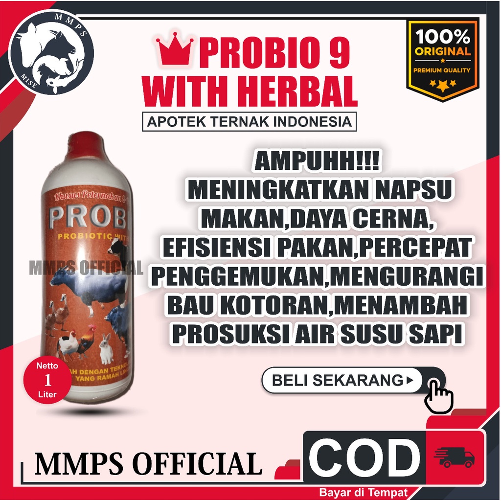 Probio 9 - Probiotik Penggemuk Sapi, Kambing, Domba, Kelinci, Ayam, Bebek super cepat 1 Liter