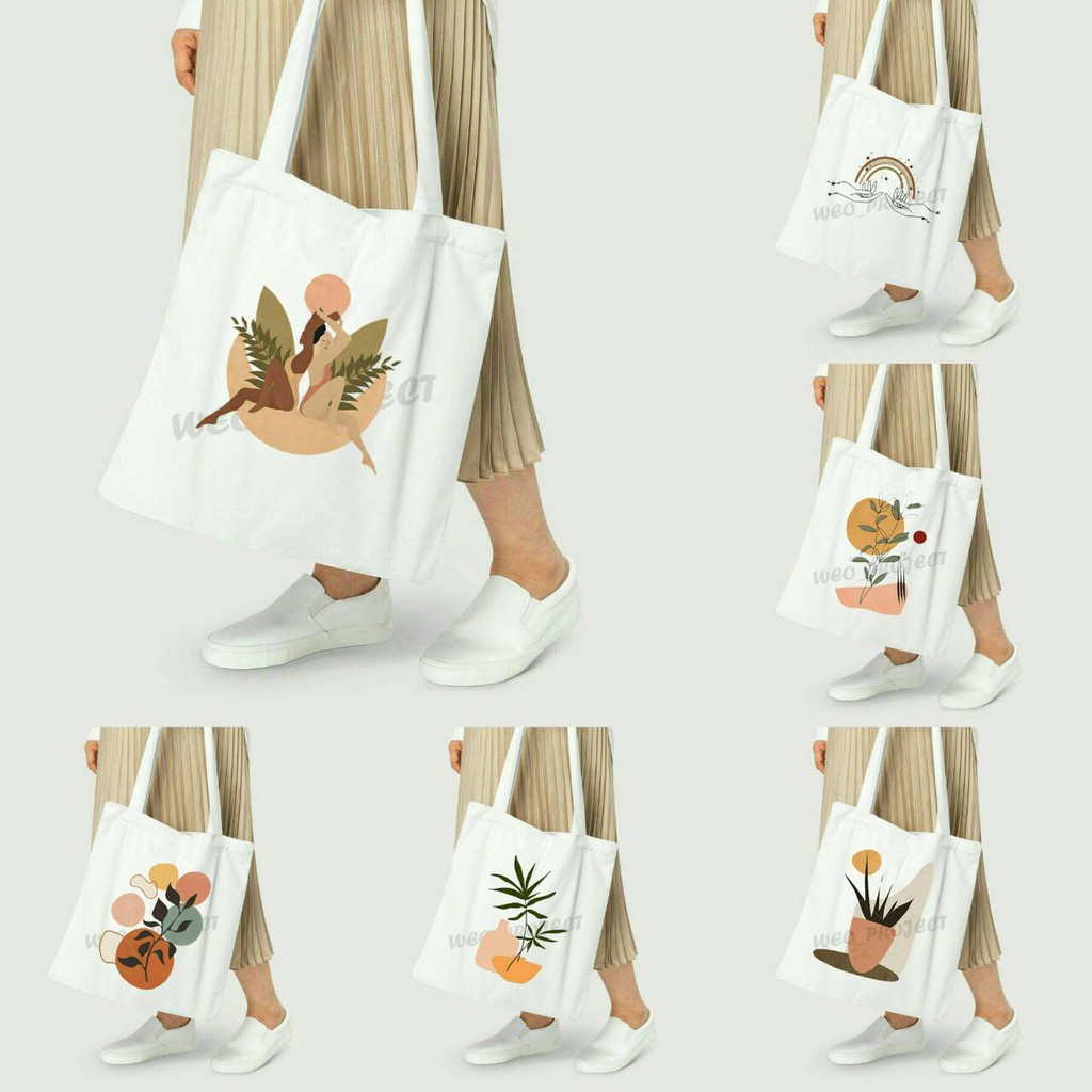 TOTE BAG KANVAS / TOTE BAG WANITA / TOTE BAG ART LINE