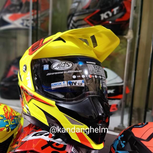 MDS SUPER MOTO MOTIF SERI 2 HELM FULL FACE CROSS DOBEL VISOR