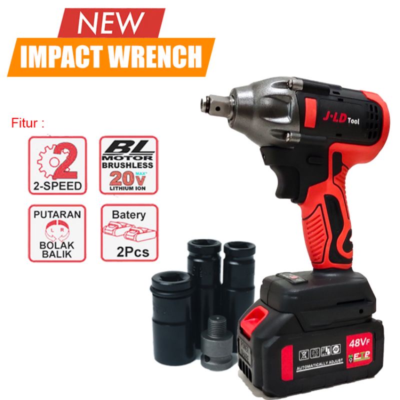 Jual Mesin Buka Baut Cordless Impact Wrench Brushless JLD TOOL JV88 48V ...