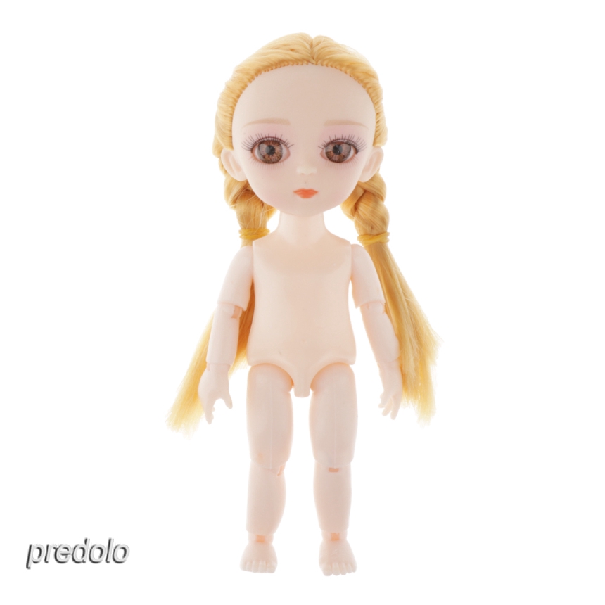 Modern Girl Body Model 16cm 13 Joints Nude Girl Doll Accessories Blond Braid