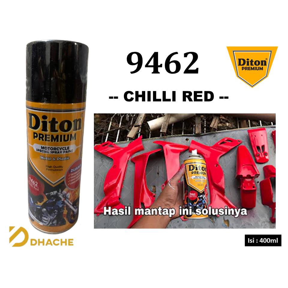 Cat Pilox Diton Premium Chilli Red 9462 400cc warna merah sepeda motor mobil helm pylok pylox pilok