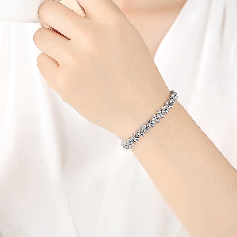 Korea Gelang Bangle Perempuan Hias Kristal Fashion Berlian Imitasi Untuk Wanita