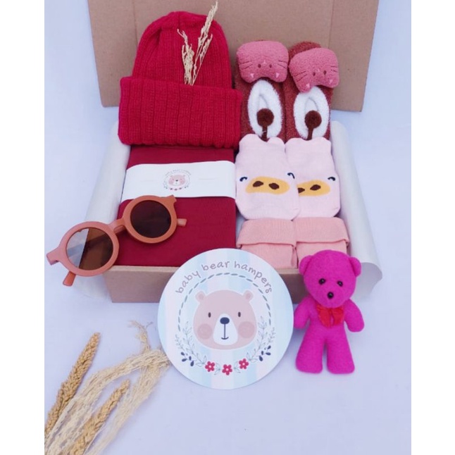 BB1 -  Hampers Bayi / Baby Hampers / Newborn Baby Gift Set / Baby Gift / Kado Bayi / Kado Lahiran / Kado Anak lahir / kado anak / hadiah kelahiran-Trendy bear red