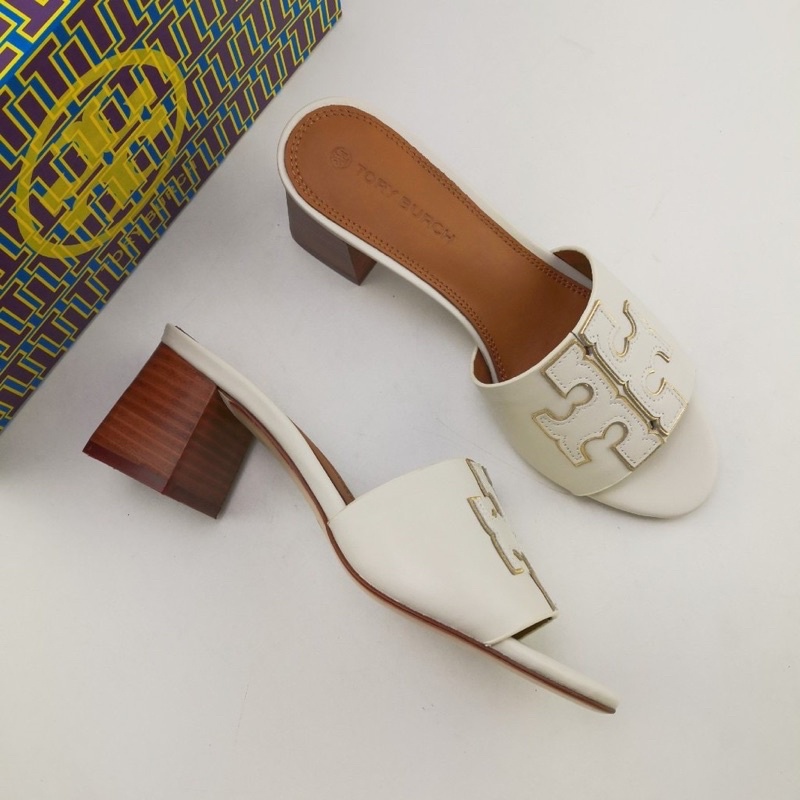 [ORIGINAL 100%] TORY BURCH INES 55MM SLIDE CREME