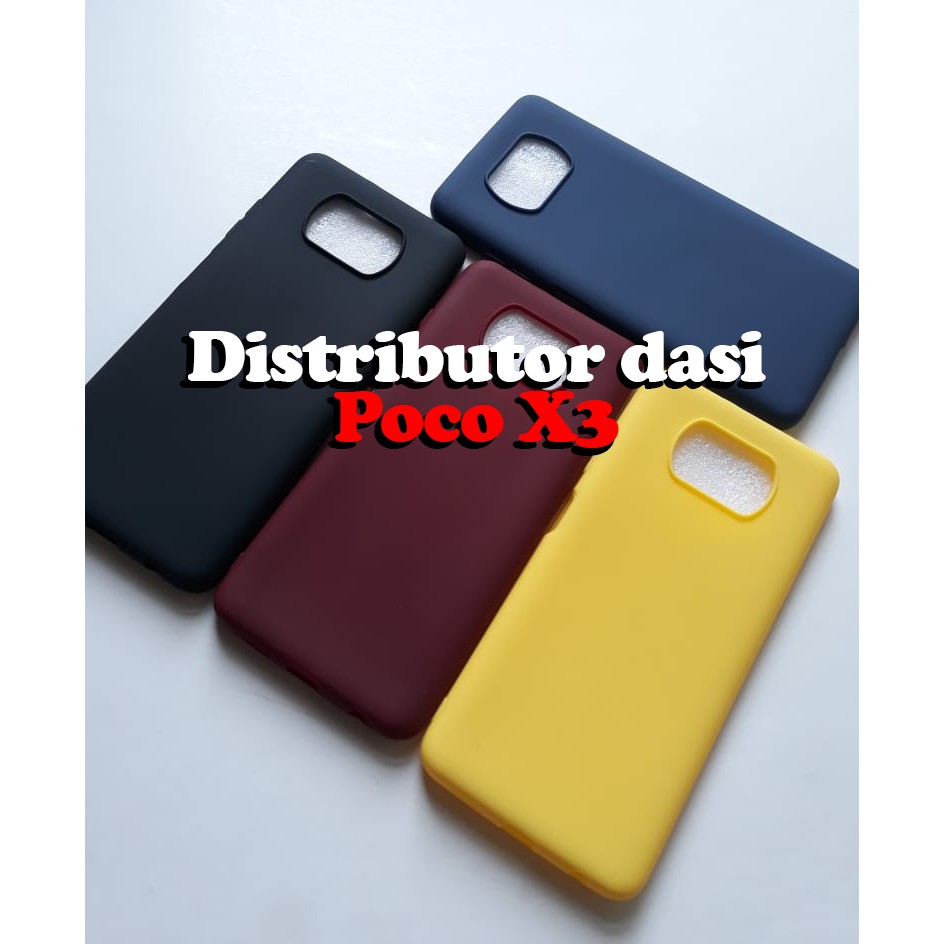 candy macaron softcase case tebal kondom hp Pocophone X3 Pink maroon kuning hitam navy