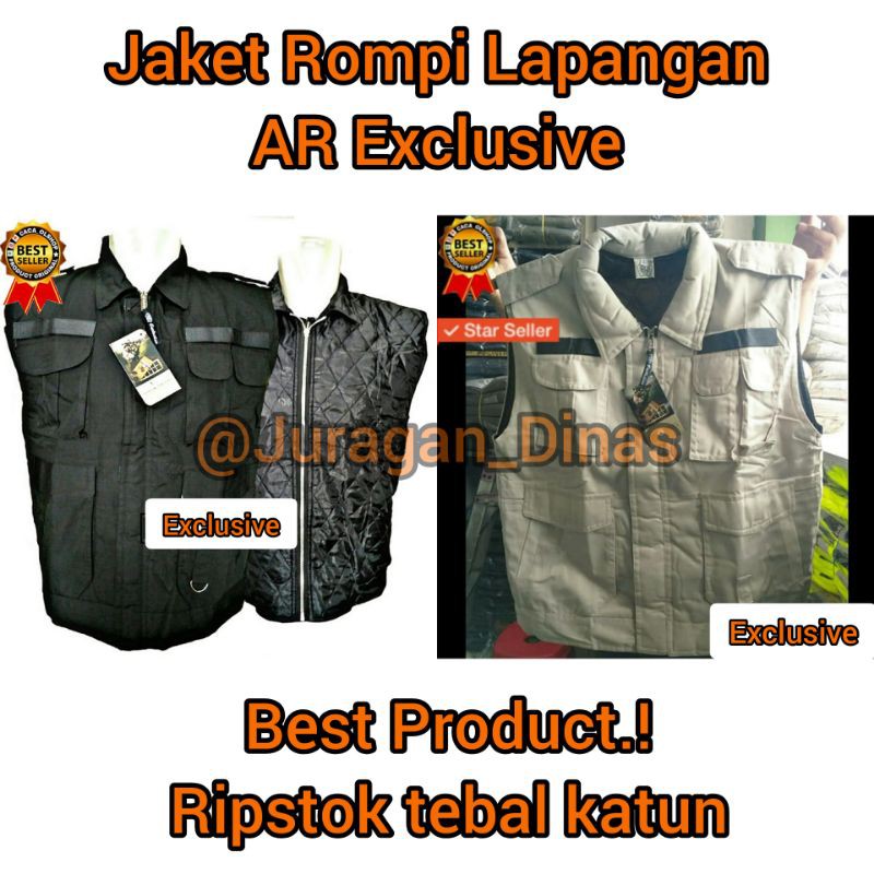 JAKET ROMPI TACTICAL LAPANGAN SATGAS PEMBINA POKDAR HITAM CREM RIPSTOK MERK AR EXCLUSIVE BOLAK BALIK