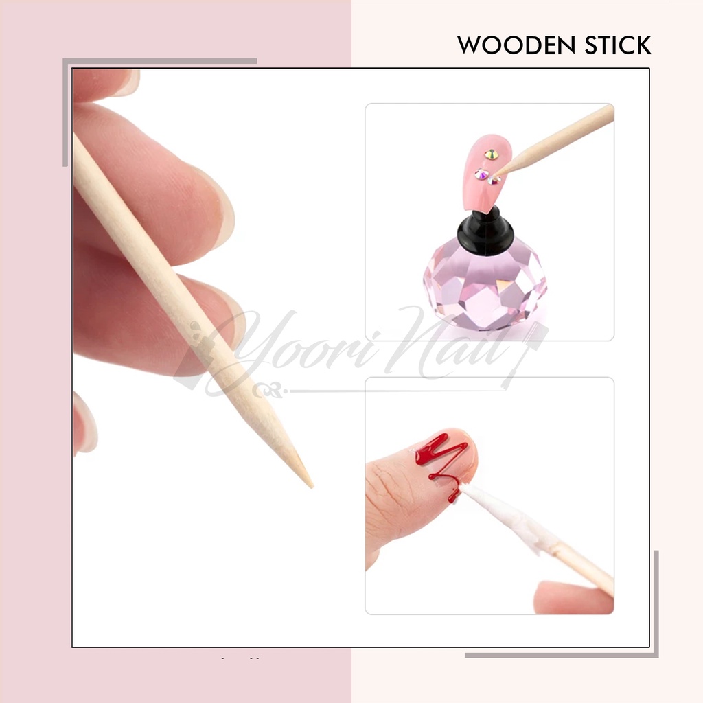 100pcs orange wooden stick stik kayu serbaguna untuk pendorong kutikula nail art manicure