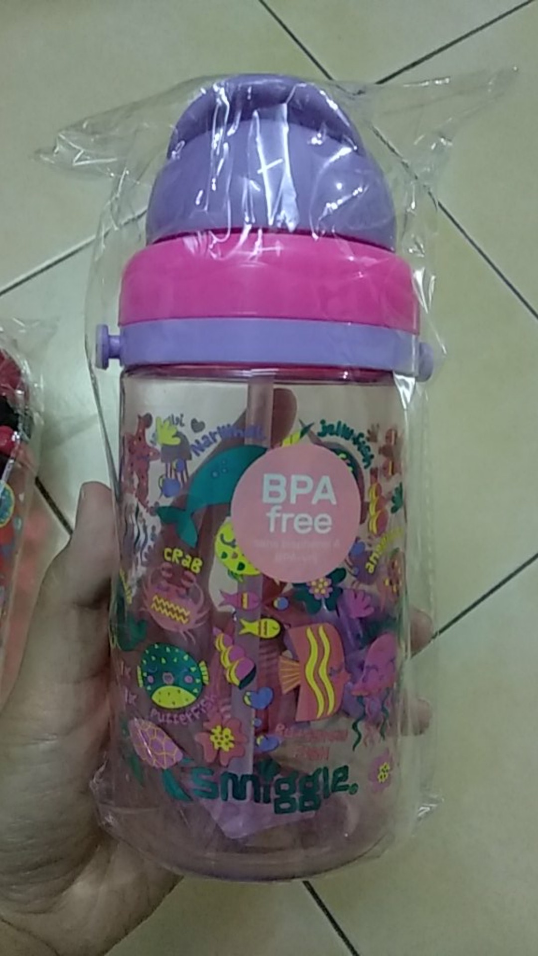 New !! Botol Minum Anak Water Bottle Sedotan Slide Motif Karakter Animal 500ml R867