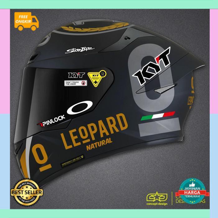 COD READY ORI Stiker / Sticker Helm KYT Full Set Gold Leopard - Dalla Porta 2