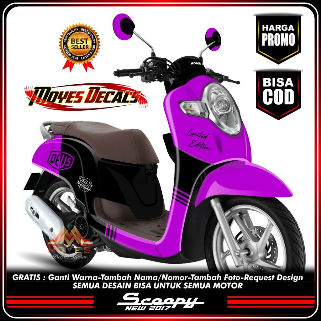 Decal Sticker New Scoopy FI - Motif Rider Simple Purple Stiker Decal Scoopy Esp FI