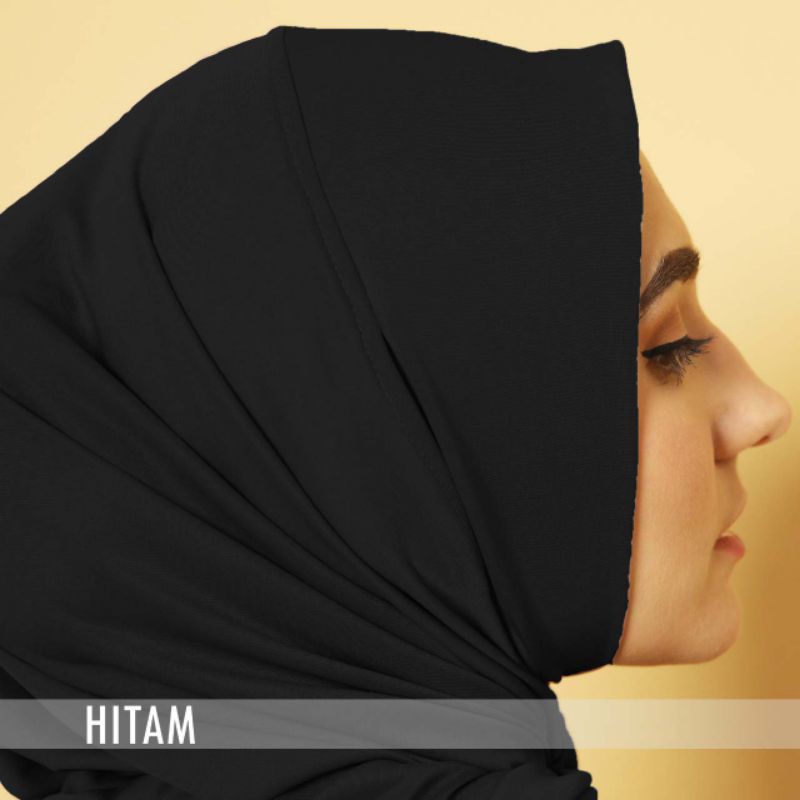 Hijab Sport Jersey Lubang Telinga | Hijab Sport New Normal Series | Hijab Instan |Hijab Olahraga | Kerudung Olahraga | Bergo Instan-Hitam