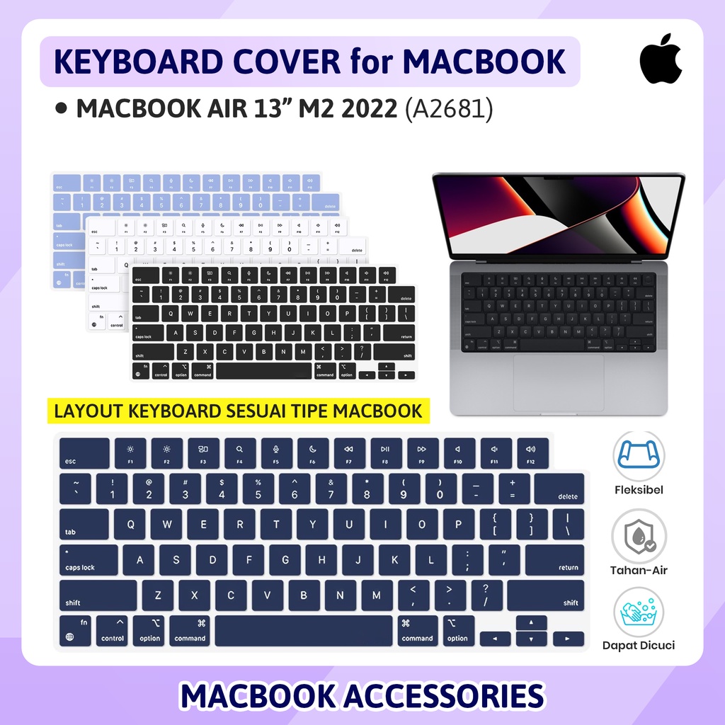 Keyboard Protector Apple Macbook Air 13 13.6 inch M2 2022 A2681 Silikon Guard Cover Penutup Kibord P