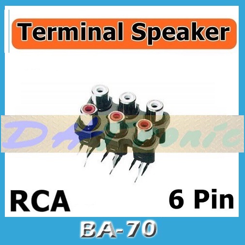 Socket RCA 6 Lubang Female audio Jack AV Audio input Konektor Baris Amplifier BA-70
