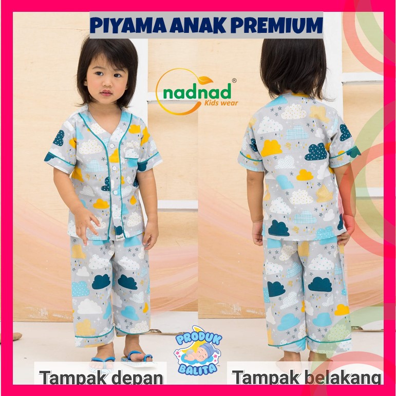 Piyama Piama Baju Tidur Bayi Pajamas Anak Balita Perempuan Laki laki Karakter One Set by Nadnad