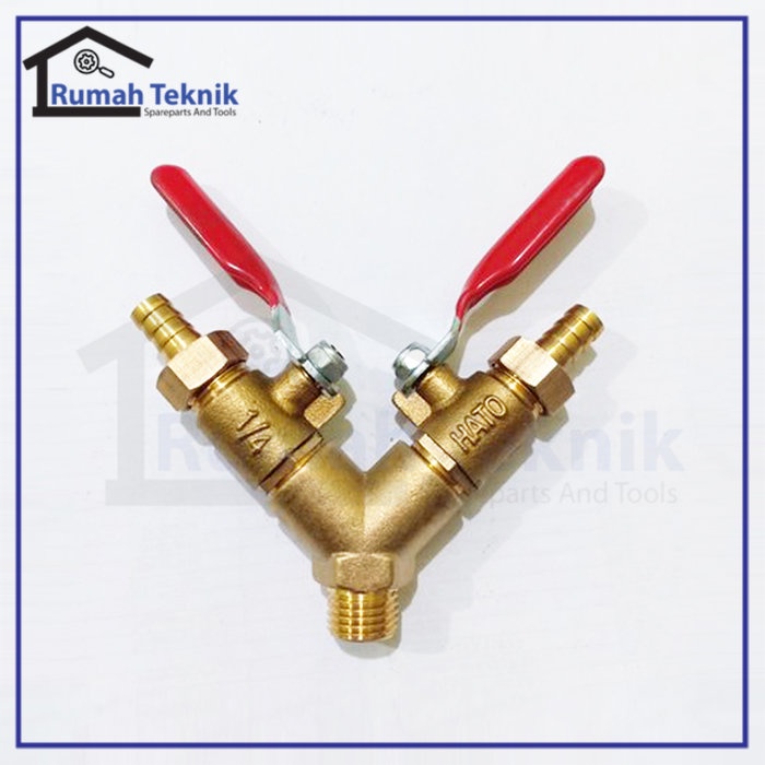 Kran kompresor angin 1/4 inch cabang 2