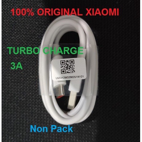 XIAOMI Kabel Data Cable Turbo Charge Type C Redmi Note 9 Pro Original Pack