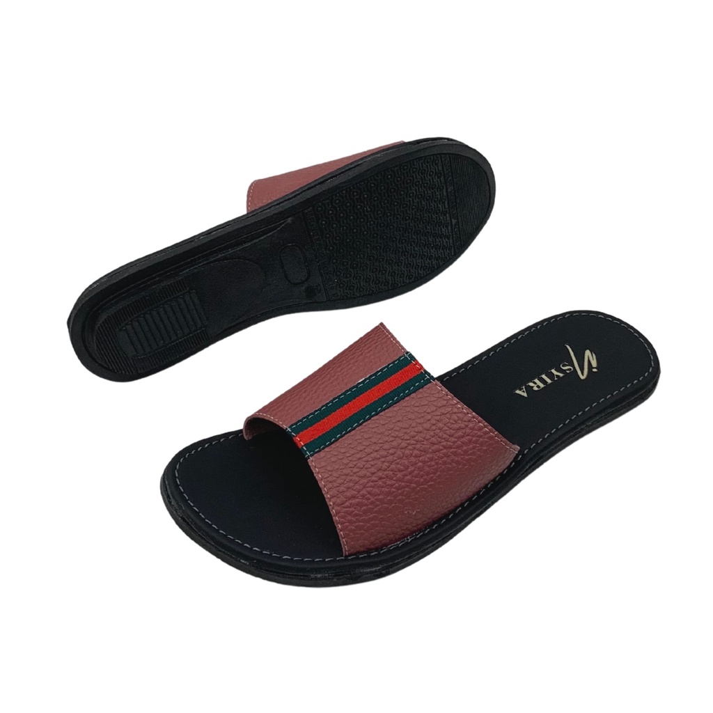 Insyira - Sandal Wanita Adriana  / Sandal Papirut Wanita Non Slip Alas Hitam / Sandal Wanita Slop Vertikal