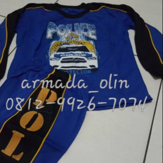 kaos anak panjang polisi / kaos anak / stelan anak