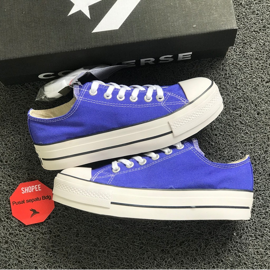 Sepatu Converse Wanita Hak Tinggi Platform Low Ice Blue