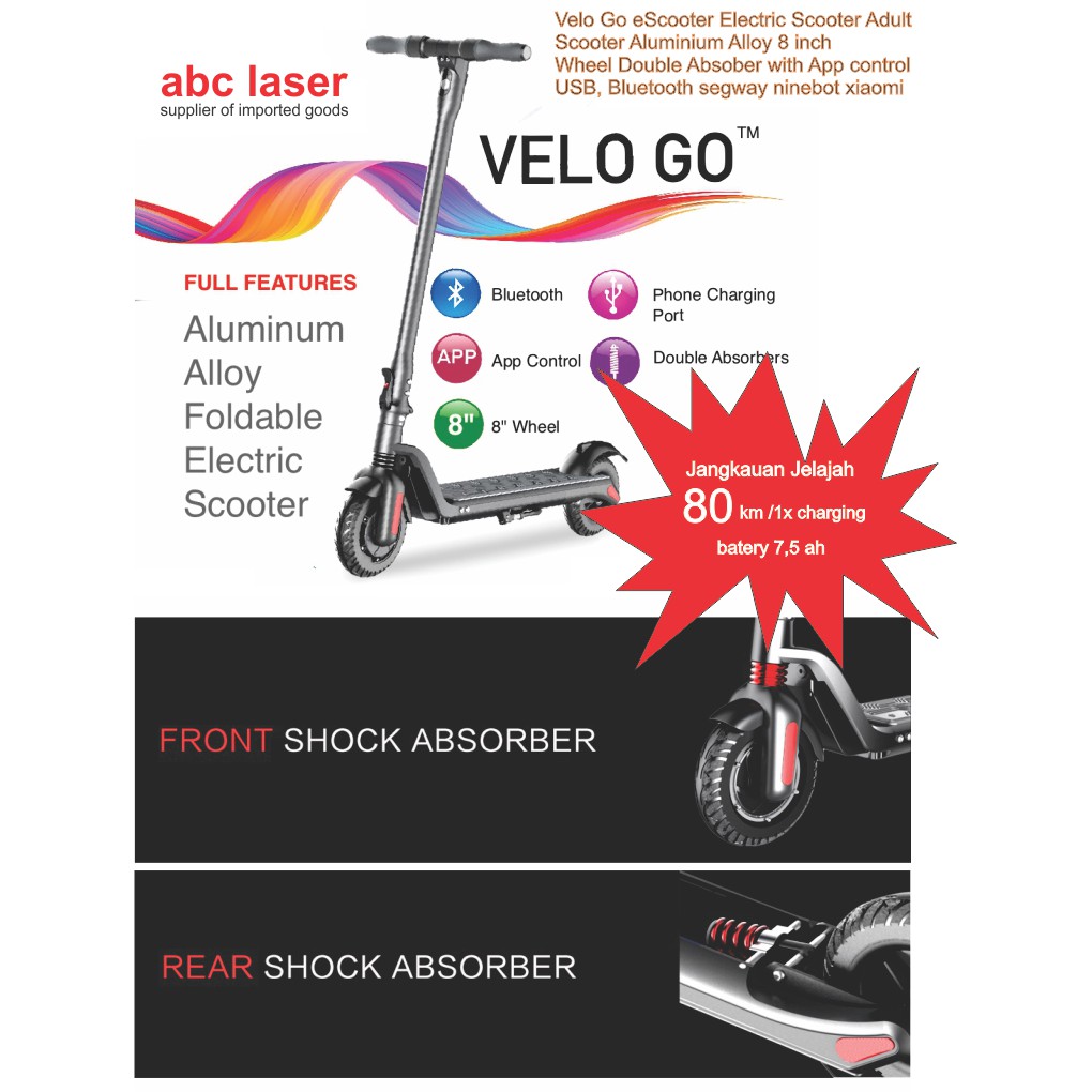 Velo Go eScooter electric/otopet listrik segway ninebot xiaomi