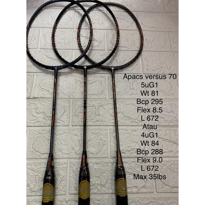 Raket Badminton Apacs Versus 70 +Senar Kuat 35Lbs Original Roccabar