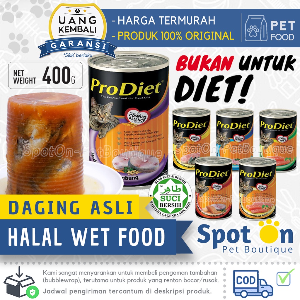 Makanan Basah Kucing & Kitten ProDiet Kaleng 400 gr | Kitten & Cat Wet Food | Kualitas di atas Life 