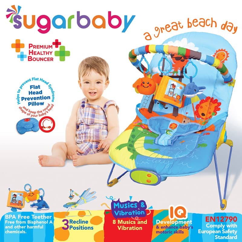 Premium Healthy Bouncer Bayi 3 Recline Sugar Baby