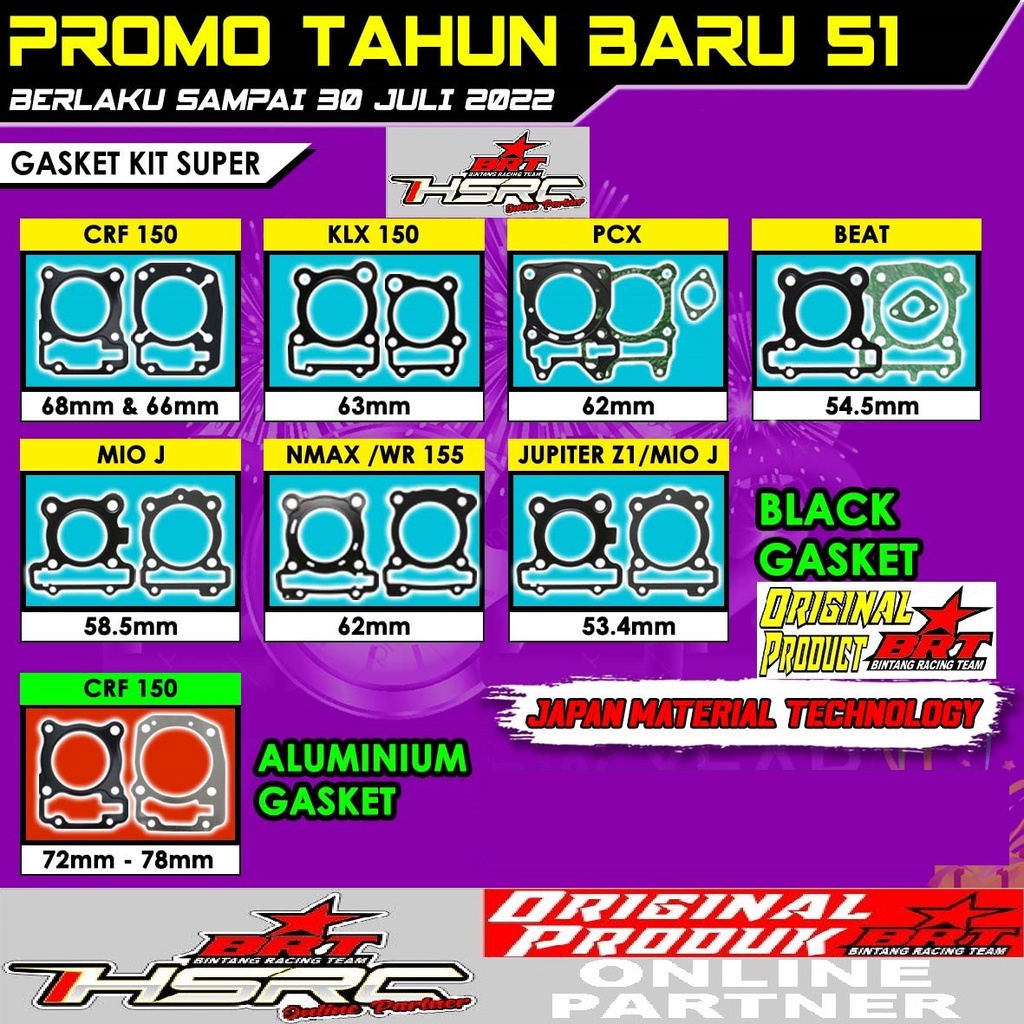 GASKET Packing Blok BRT Casting Ceramic Perpak Cylinder Head CRF KLX Nmax MX King Vixion WR PCX ADV 