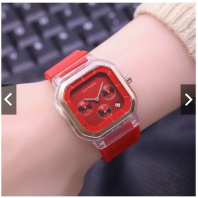 (SS) JAM TANGAN WANITA CASE KOTAK STRAP RUBBER CRONO TIGA OFF HP-35