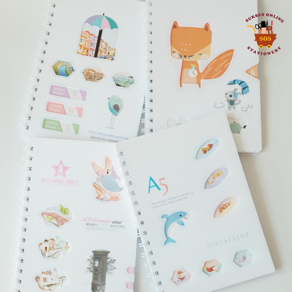 

MJ Buku Tulis Spiral A5-80 Biasa Cover Plastik Putih/Buku Spiral/Catatan/Note Book/Notebook